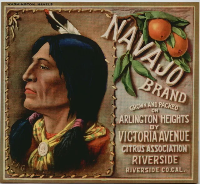 NAVAJO Vintage Orange Crate Label *An Original Fruit Crate Label*, Indian, wn