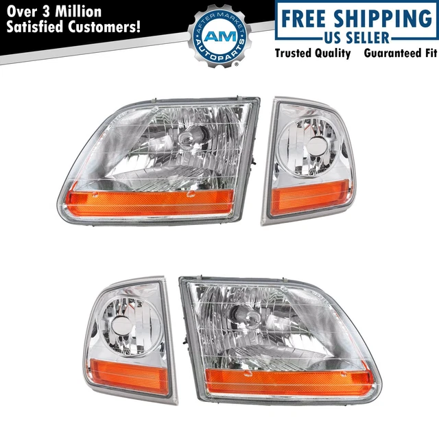 HEADLIGHT & PARKING Light Left & Right Set Kit for 0203 F150 Harley