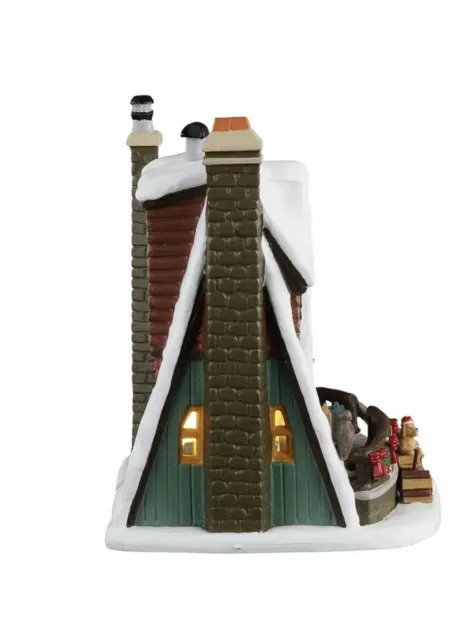 Lemax 2021 Mountain Holiday Reunion Vail Village #15745 A-Frame Wooden Cabin Pup 2