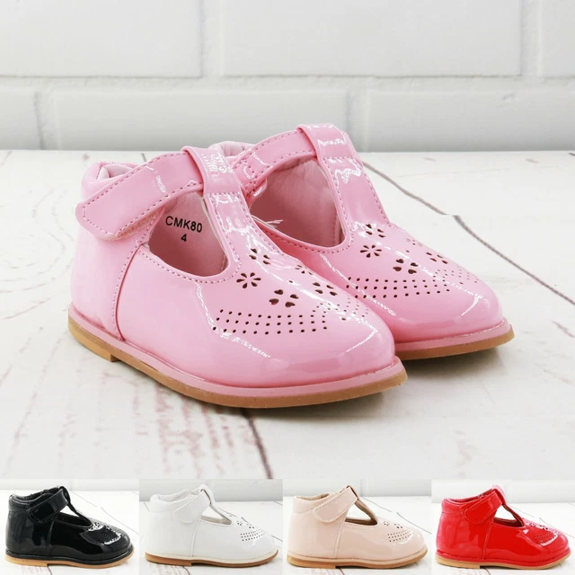 Kids Baby Infants Girls Shiny T-Bar Spanish Wedding Party Patent Todler Shoes Sz