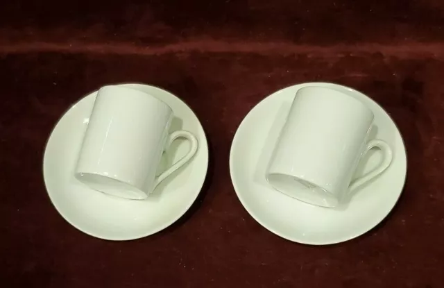 Porcelana Real Brazil Set of 2 Demitasse Cups & Saucers White 3