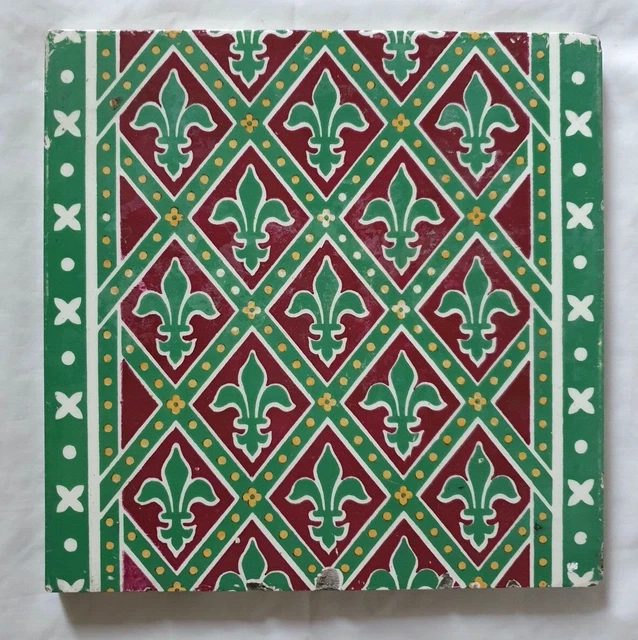 Gorgeous Large Minton Gothic Revival Pugin Inspired Antique Tile