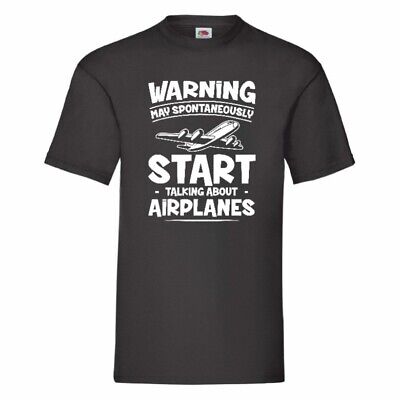 T-shirt Warning May Spontaneamente iniziare a parlare di aerei small-3XL
