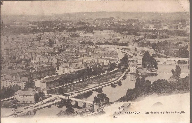 CPA 25 BESANCON. VUE GENERALE PRISE DE BERGILLE...ECRITE.EN 1909 TBE (ref 38B)