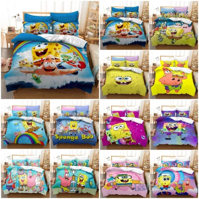 Spongebob Schwammkopf Bettwäsche Set Quilt Bett bezug Kissen bezug Einzel Doppel