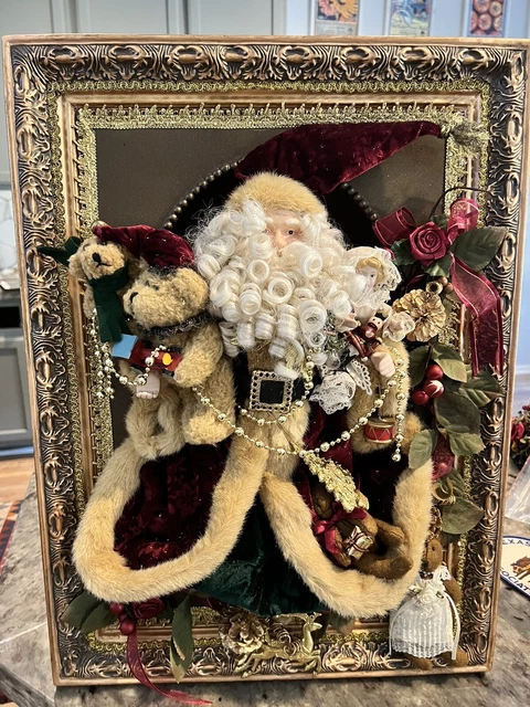 Beautiful Unique Artisan Made Christmas Decor St Nick Santa Shadow Box Tabletop