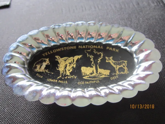 YELLOWSTONE NATIONAL PARK Silver metal Collectable trinket dish bear deer ect