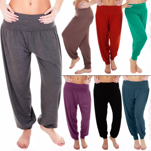 Donna Nuovo Pantaloni Harem Ali Baba Lungo Larghi Leggings Taglie Comode