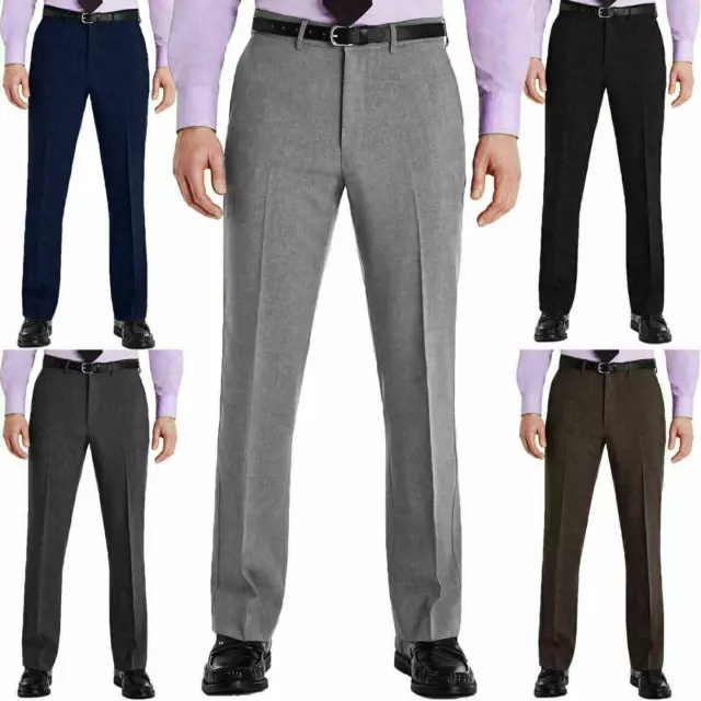 Mens Trousers Office Business Work Formal Casual Smart Belt Pocket Size 30 To 50