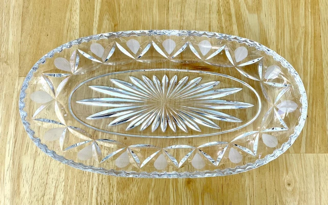 ABP American Brilliant Cut Glass Oval Bowl Tray