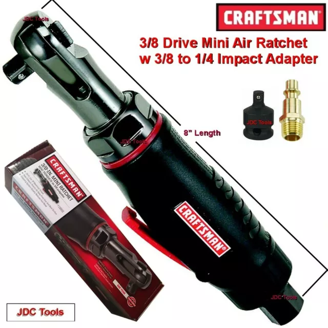 CRAFTSMAN 3/8 DRIVE MINI AIR RATCHET WRENCH  w 3/8 to 1/4 Impact Adapter - 1/4