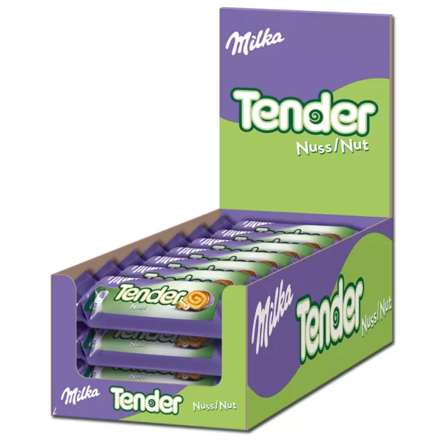 (16,01€/1kg) Milka Tender Nuss, Biskuit, Schokolade, 21 Riegel je 37g