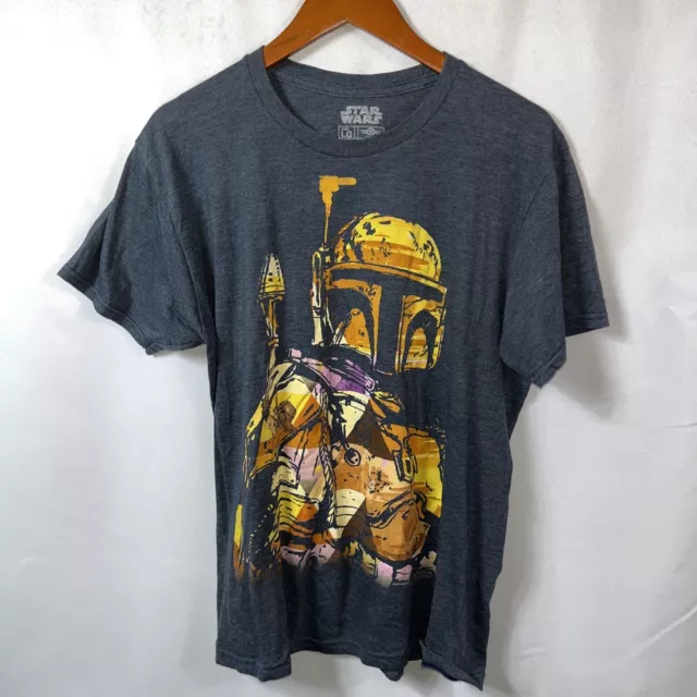 Star Wars Shirt Adult Large Blue Boba Fett Empire Strikes Back Short Sleeve