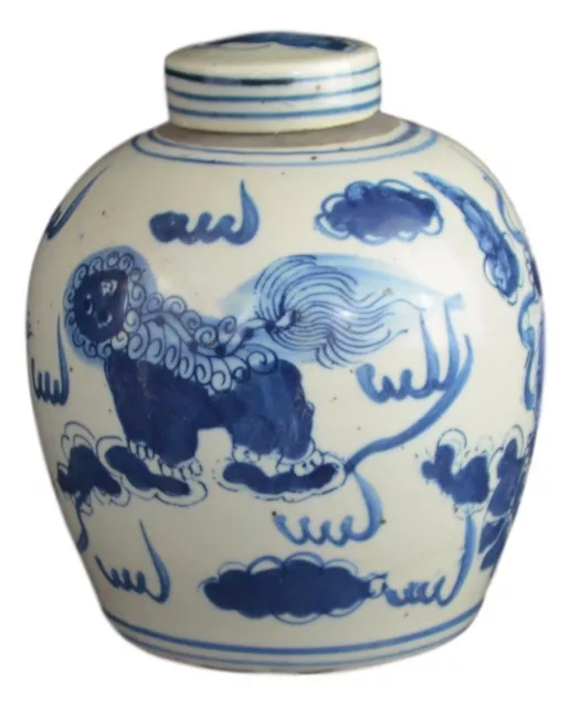 Festcool Retro Antique Like Style Blue and White Porcelain Lion Dancing Ceram...