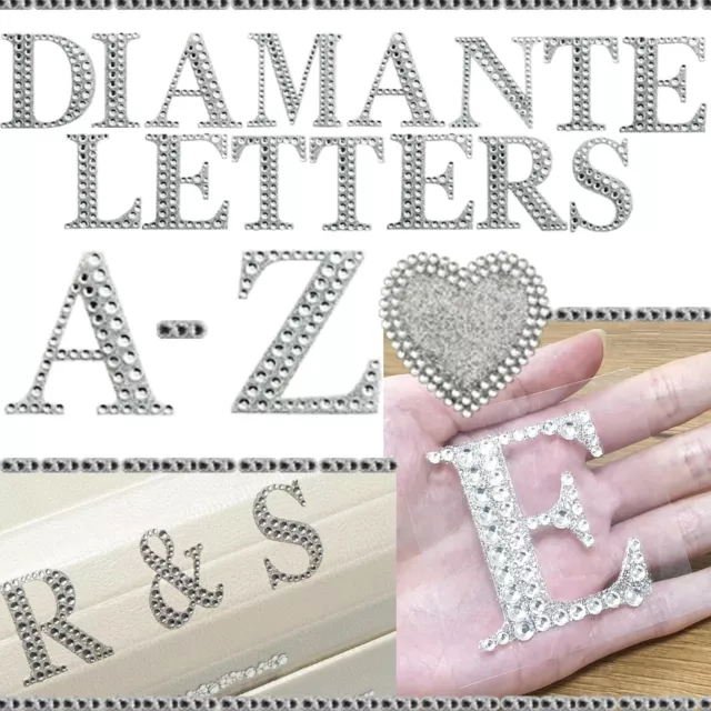 3D Self Adhesive Diamante Letter Stickers LARGE 5cm Craft A-Z Alphabet Stick On