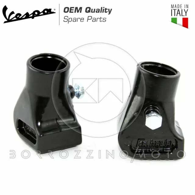 Coppia Piedini Scarpette Cavalletto Alluminio Nere Vespa Px 125 150 E Arcobaleno