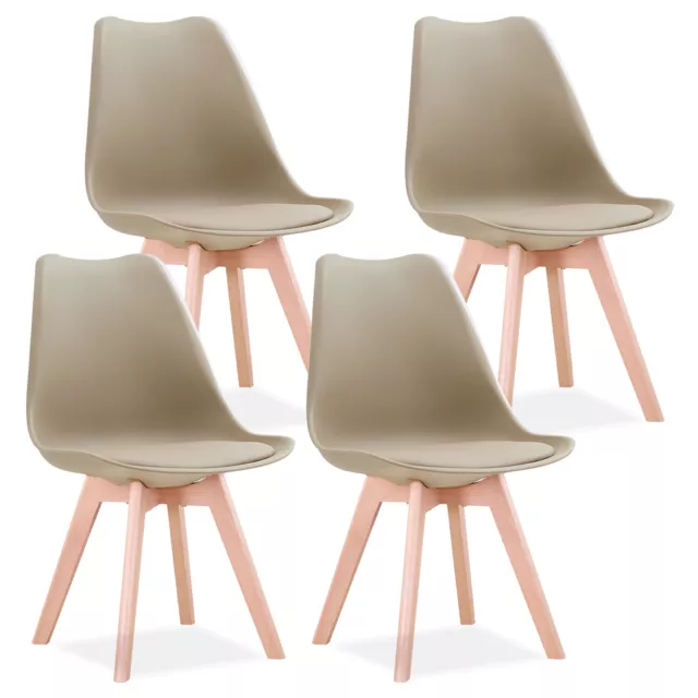 Lot de 4 Chaises de Salle à Manger Avec Siège Rembourré Scandinave Chaise Beige