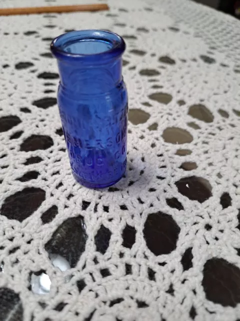 Vintage Bromo-Seltzer Emerson Drug Co. Small Cobalt Blue Medicine Bottle 2.5”