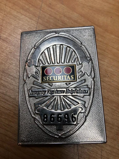 Vintage Securitas Obsolete Security Guard Badge # 86696