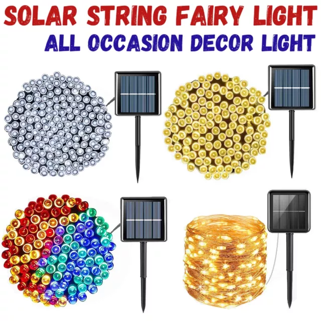 Solar Fairy String Lights 100-200-300 LED Outdoor Garden Christmas Party Decor