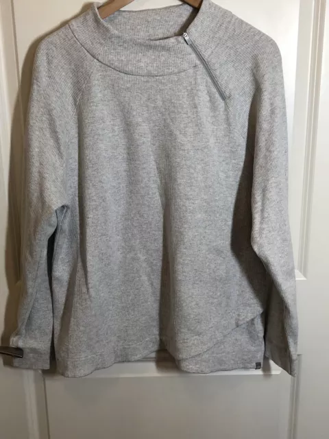 Talbots Shirt Women’s XL Gray Relaxed Flowy Ribbed Jersey Sporty Moto Top