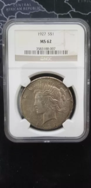 1927 $1 Peace Dollar -  NGC MS 62