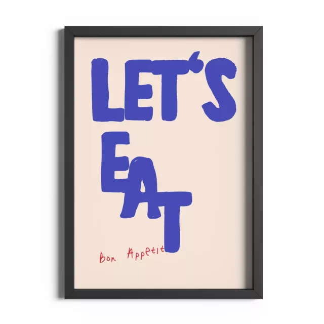 Poster francese Lets Eat Bon Appetit stampa cucina arte murale disegnata a mano