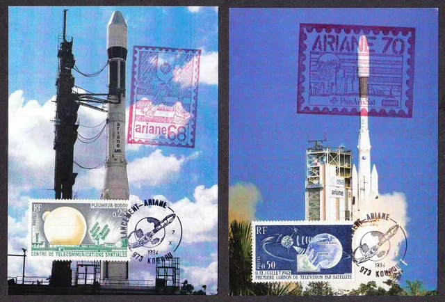 France 1963 Telstar Satellite 2v on mint Card Space Special Cancellation