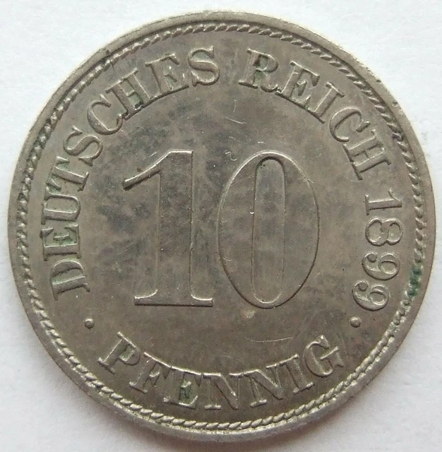 Moneta Reich Tedesco Impero Tedesco 10 Pfennig 1899 E IN Extremely fine /