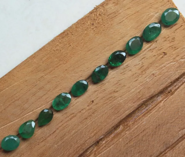 10 piezas de gema de joyería facetada de Esmeralda de Zambia genuina,...