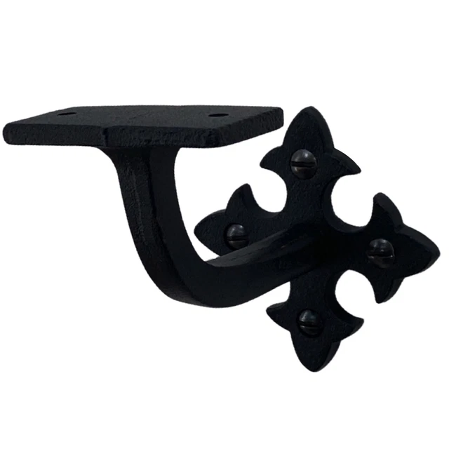 Mission Cast Iron Hand Rail Bracket with Fleur De Lis Gothic Design