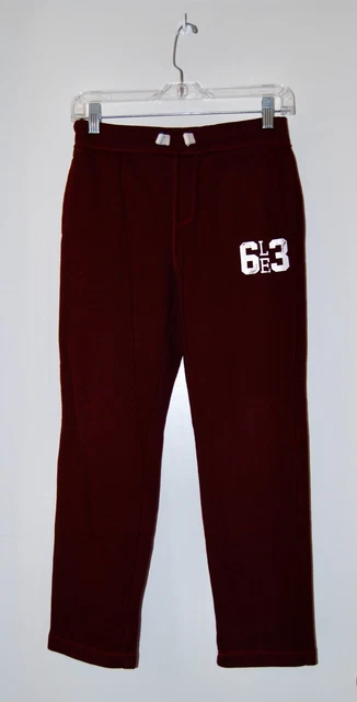 EUC Lands' End Boys Solid Maroon Red Open Leg Sweatpants sz M 10-12