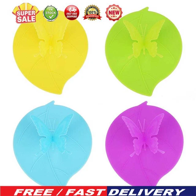 Cubierta de taza de silicona para mariposa en forma de hoja resistente al calor sellado a prueba de fugas tapa