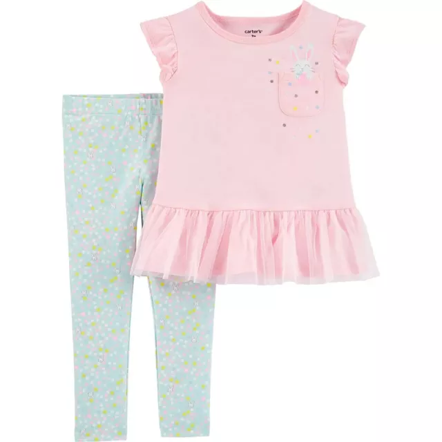 Carter's  Baby Girls' 2-Piece Bunny Peplum Tee & Polka Dot Leggings Set   9M,12M