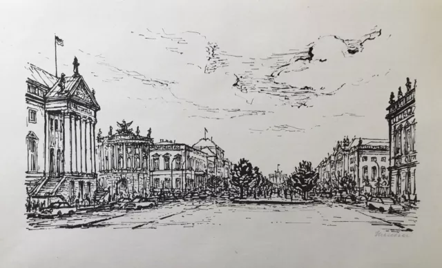 Helmut Maletzke Lithographie „Berlin Unter den Linden“ signiert