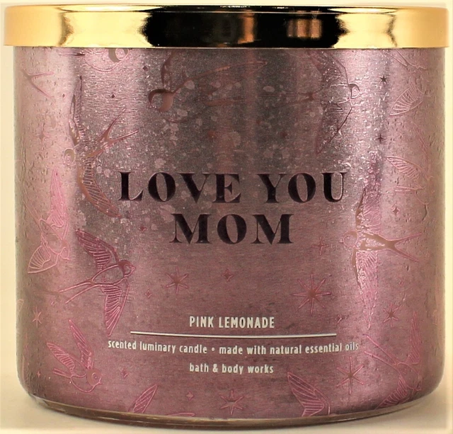 BATH & BODY Works LOVE YOU MOM PINK LEMONADE 3 Wick 14.5 Oz Scented