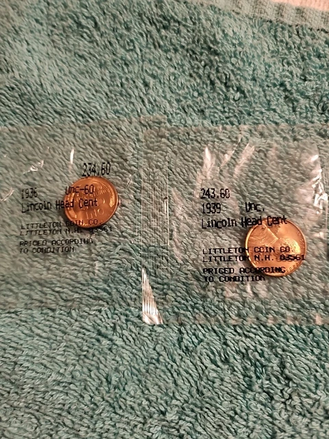 1936 & 1939 Uncirculated Lincoln Head Wheat Cent