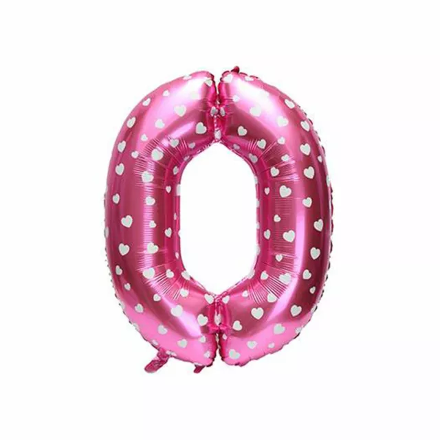 Inflatable Pink Foil Balloon Number 0 Birthday Age Party Wedding Banner Decor 2