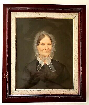 Antique American Early 19th Century Framed Oil Painting Female Portrait Connelly