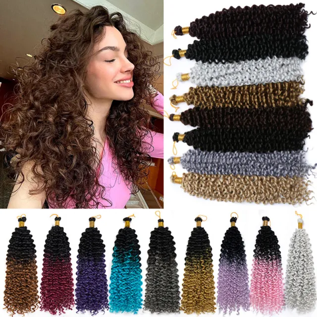 AFRO CURLY CROCHET Braid Hair Extensions Ombre Water Wave Wavy Braids as  Human $13.70 - PicClick