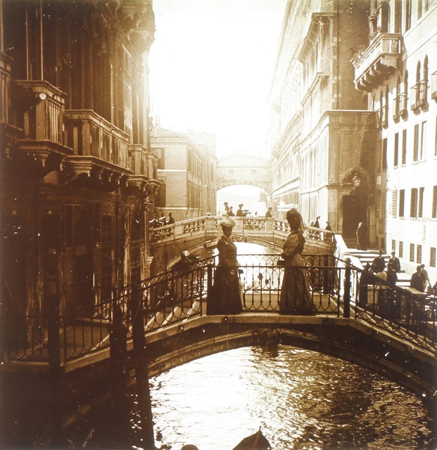 ITALIE Venise Femmes Mode c1900 Photo Stereo Plaque de verre Vintage V36L9n13