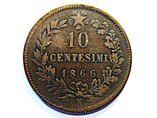 Italien  10 Centesimi  1866 N  "Vittorio Emanuele II."