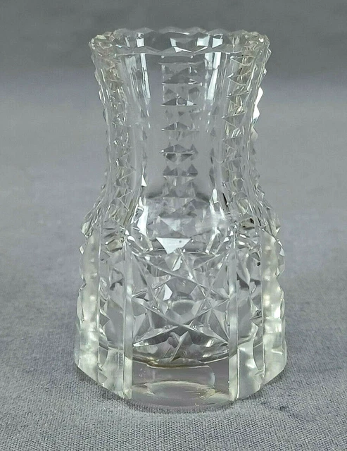 ABP American Brilliant Period Clear Hobstars & Zipper Cut Glass Toothpick Holder