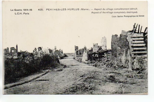 PERTHES LES HURLUS - Marne - CPA 51 - guerre - le village en ruines 2
