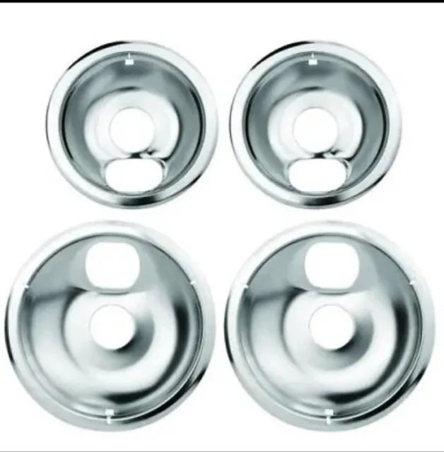 Chrome Drip Pan Bowls Set - Replacement for Electric Stove - 4 Pack - 2 Large...