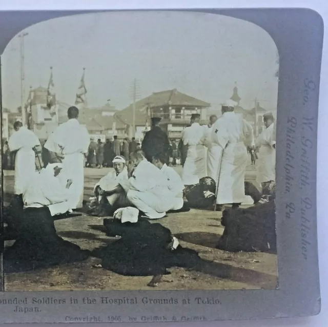 1905, Soldiers On Hospital Grounds, Tokyo, Japan, Russo-Japanese War Stereoview