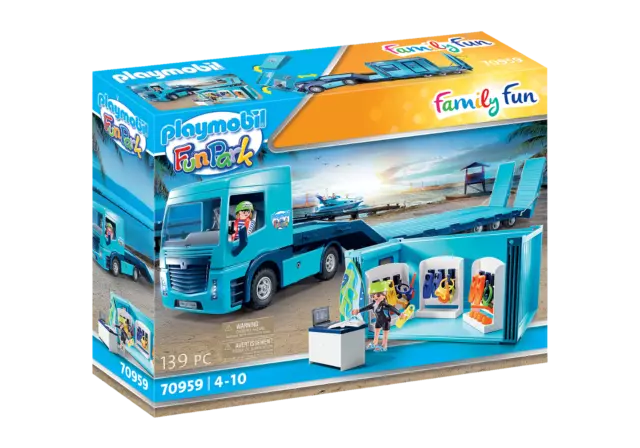 PLAYMOBIL 9502 Family Fun - Famille avec Voiture et Caravane - La Poste