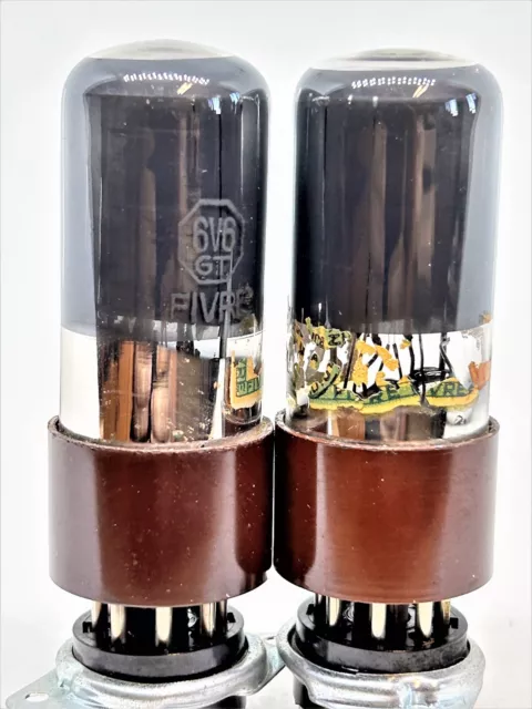 6v6 6v6gt 5s2d tube Fivre Italy pair tubes power valve 1950's silver foil getter