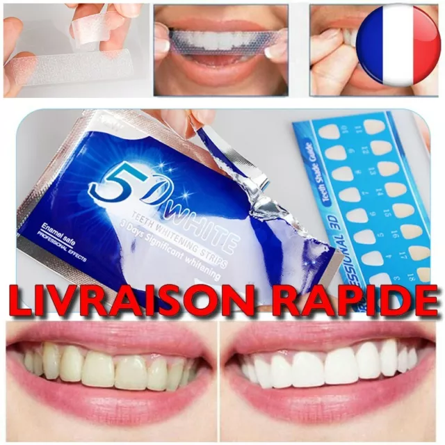 14 Bandes 5D Bandes Elastique Blanchiment Dents Blanche Gel Soin Hygiène Buccale