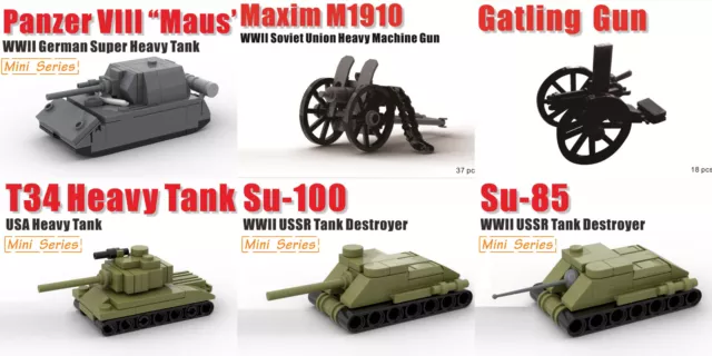 2. Weltkrieg Mini Schach Panzer Maus T-34 Su100 Maxim Gatling Weltkrieg 2 mok Block deutsch